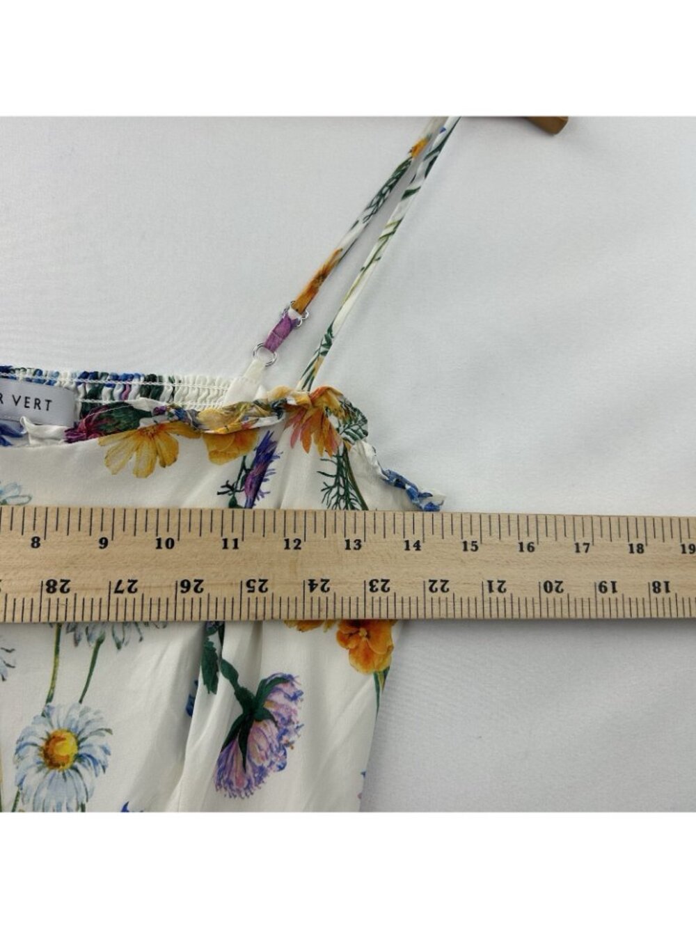 Amour Vert Floral Print Sleeveless Mini Dress Womens Small 100% Silk Ruffled Hem - Picture 5 of 16